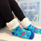 Pudus Cozy Winter Slipper Socks for Women and Men with Non-Slip Grippers and Faux Fur Sherpa Fleece - Adult Regular Fuzzy Socks Crabs - Classic Slipper Sock