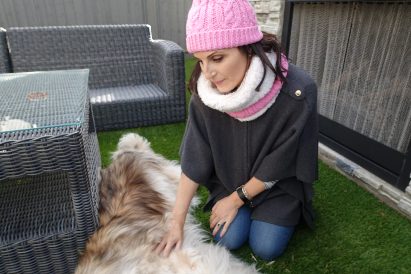 Pudus Cable Knit Winter Infinity Scarf, Fleece-Lined Neck Warmer Circle Snood Cable Knit Pink - Snood