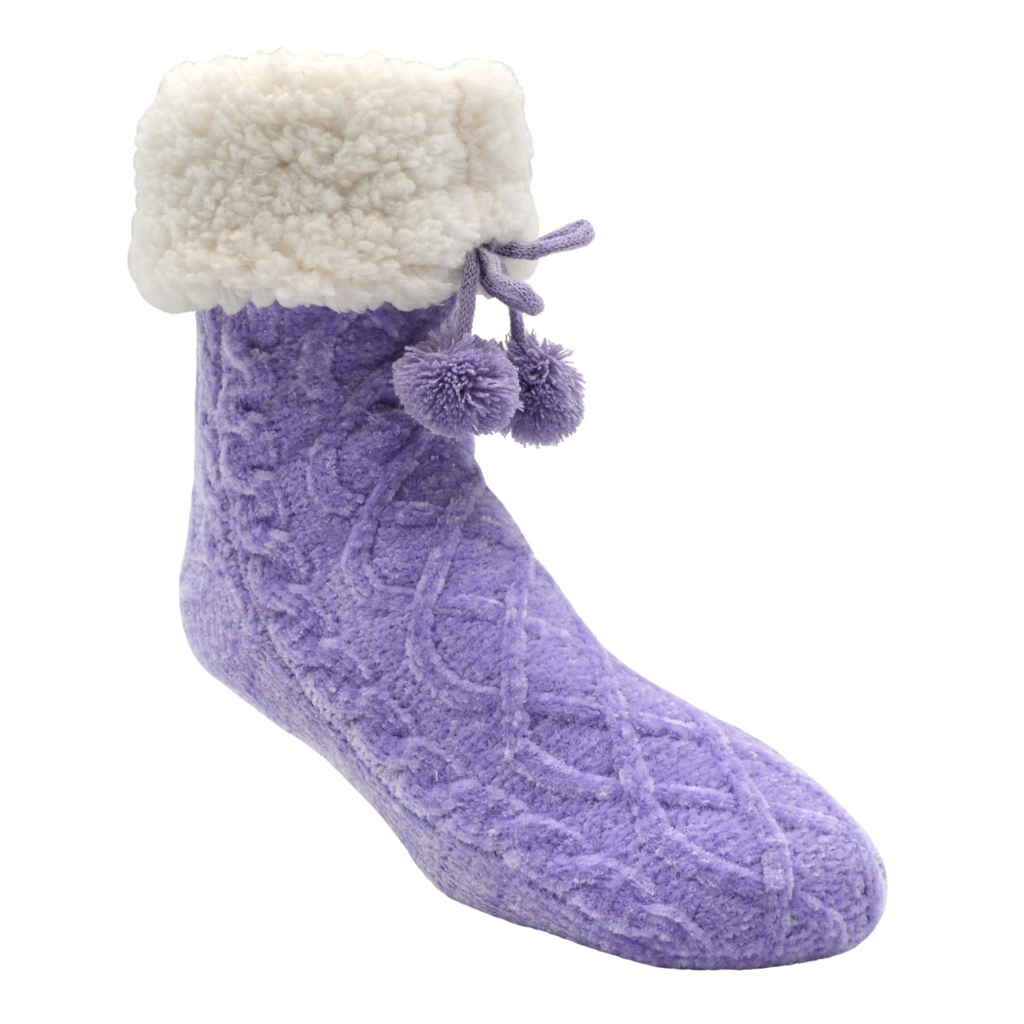 Chenille Cable Knit Lavender - Classic Slipper Sock