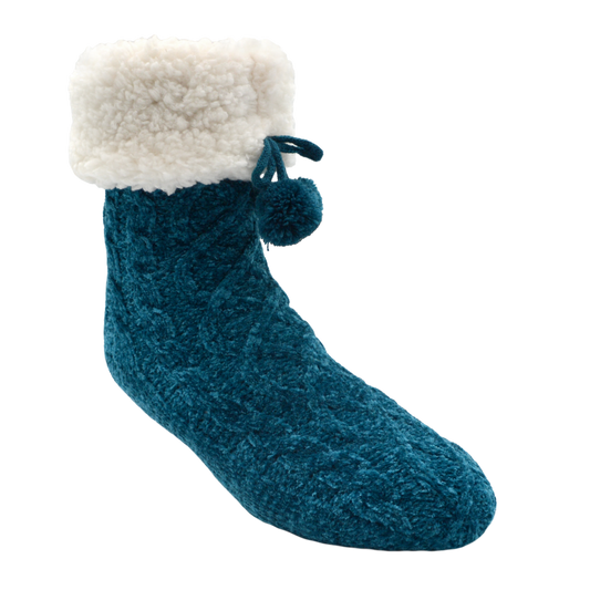 Chenille Cable Knit Oxford - Classic Slipper Sock