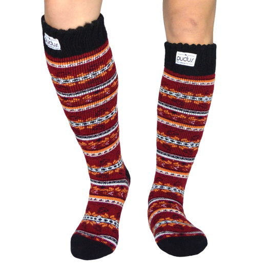 Autumn Red Boot Socks Adult Tall