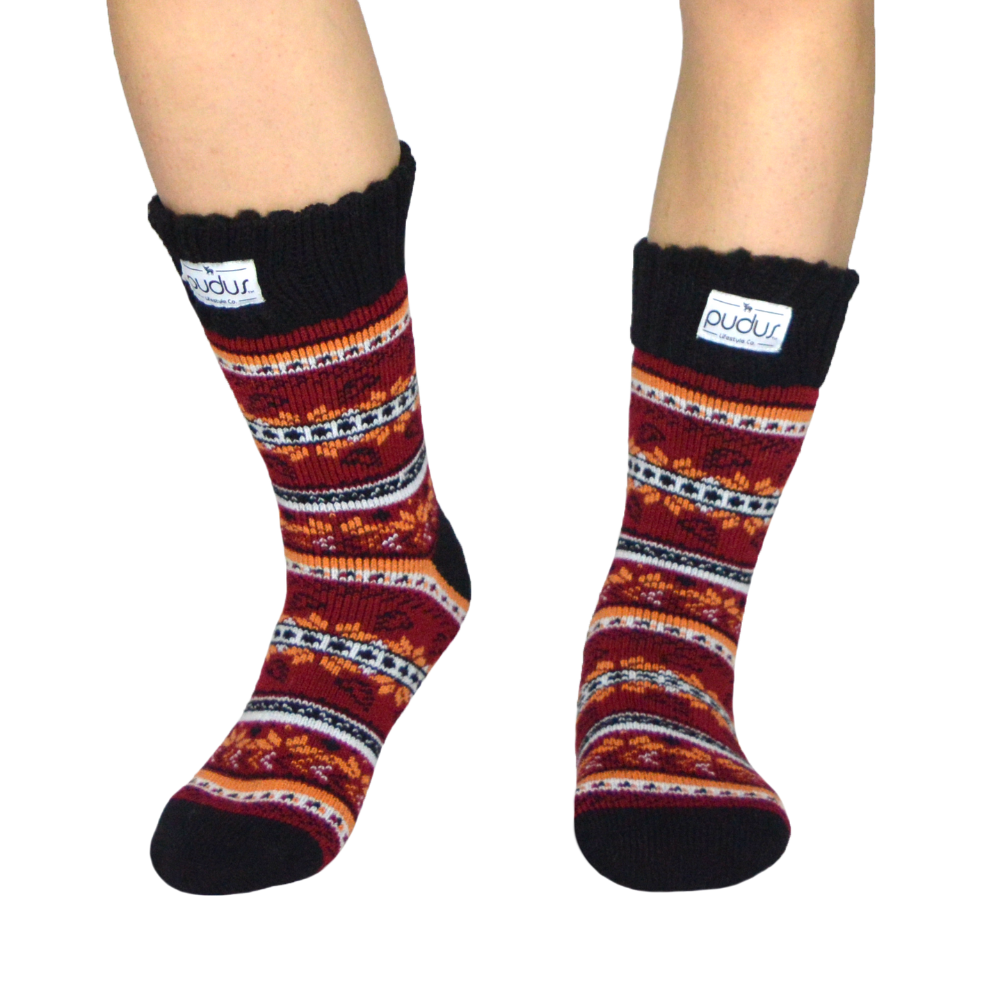 Autumn Red Boot Socks Adult Short