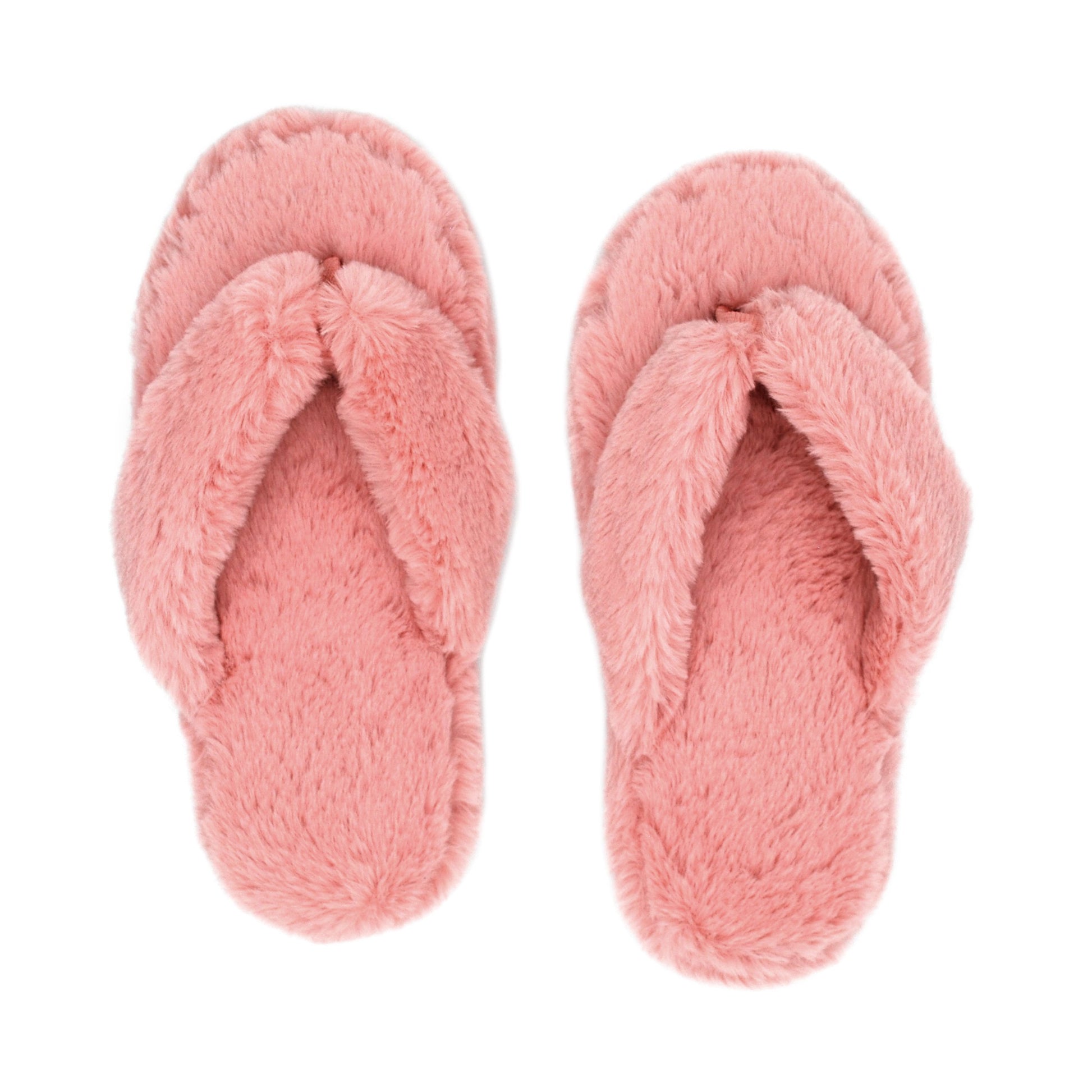 Pudus Fuzzy Flip Flop Thong Slippers for Women, House Slippers with Memory Foam Insoles and Ultra-Plush Faux Fur Lining Blush Pink Cottontail Flip Flop Slippers