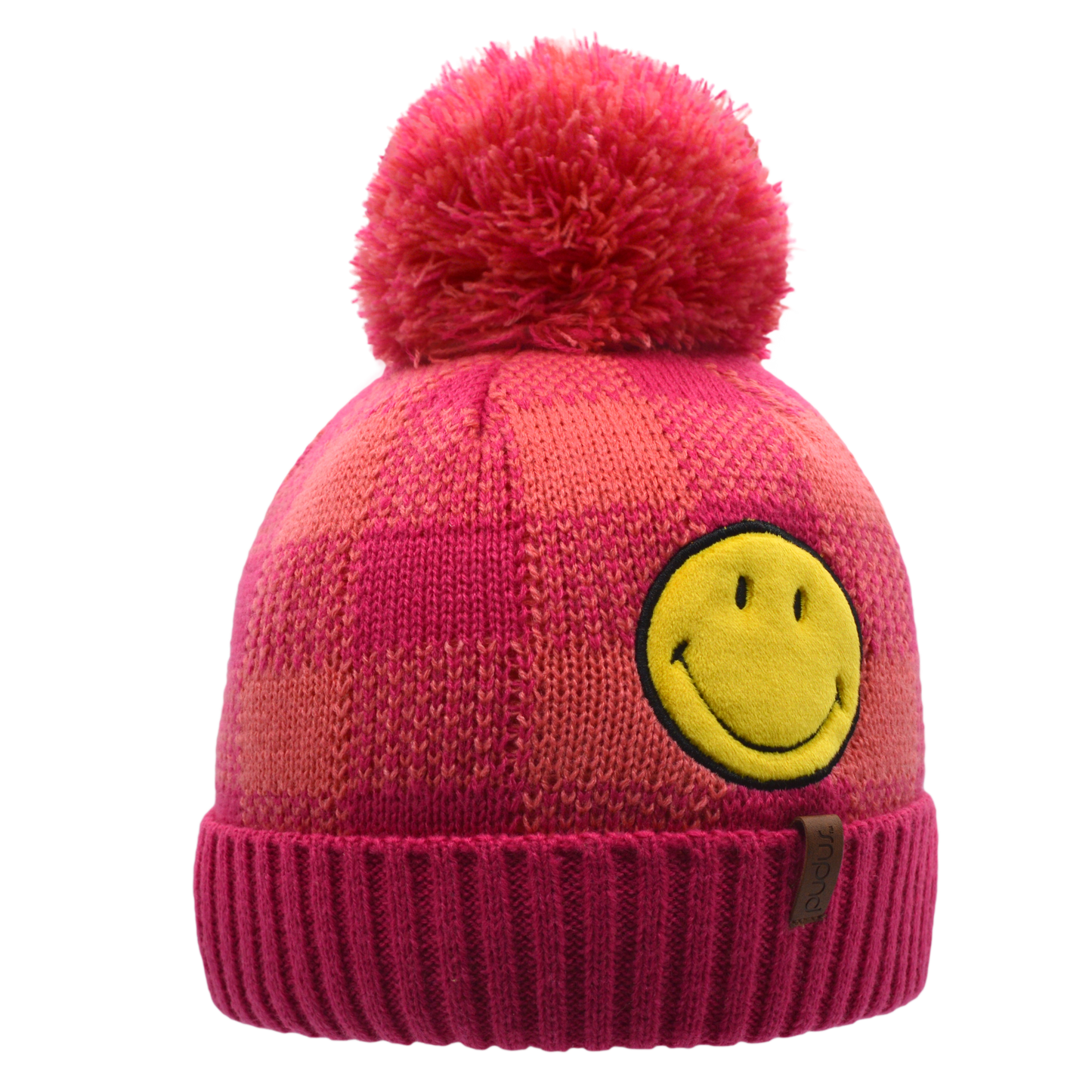 Smiley® Pink Lumberjack Pom Pom Beanie Hat