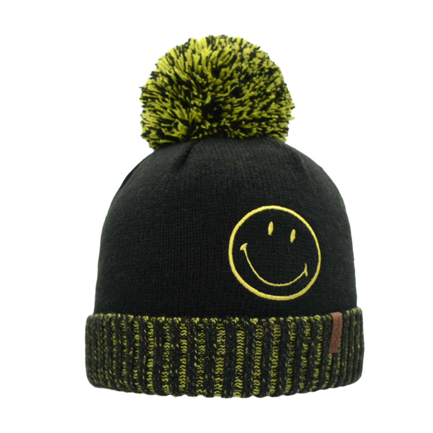 Smiley® Black Pom Pom Beanie Hat