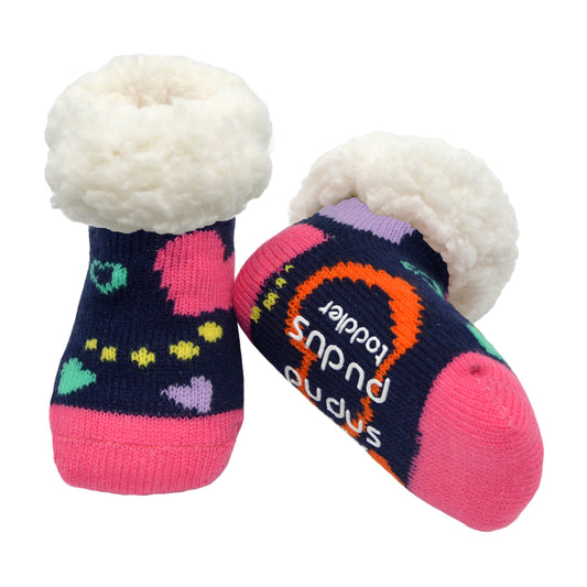 Heart Navy - Toddler Slipper Sock