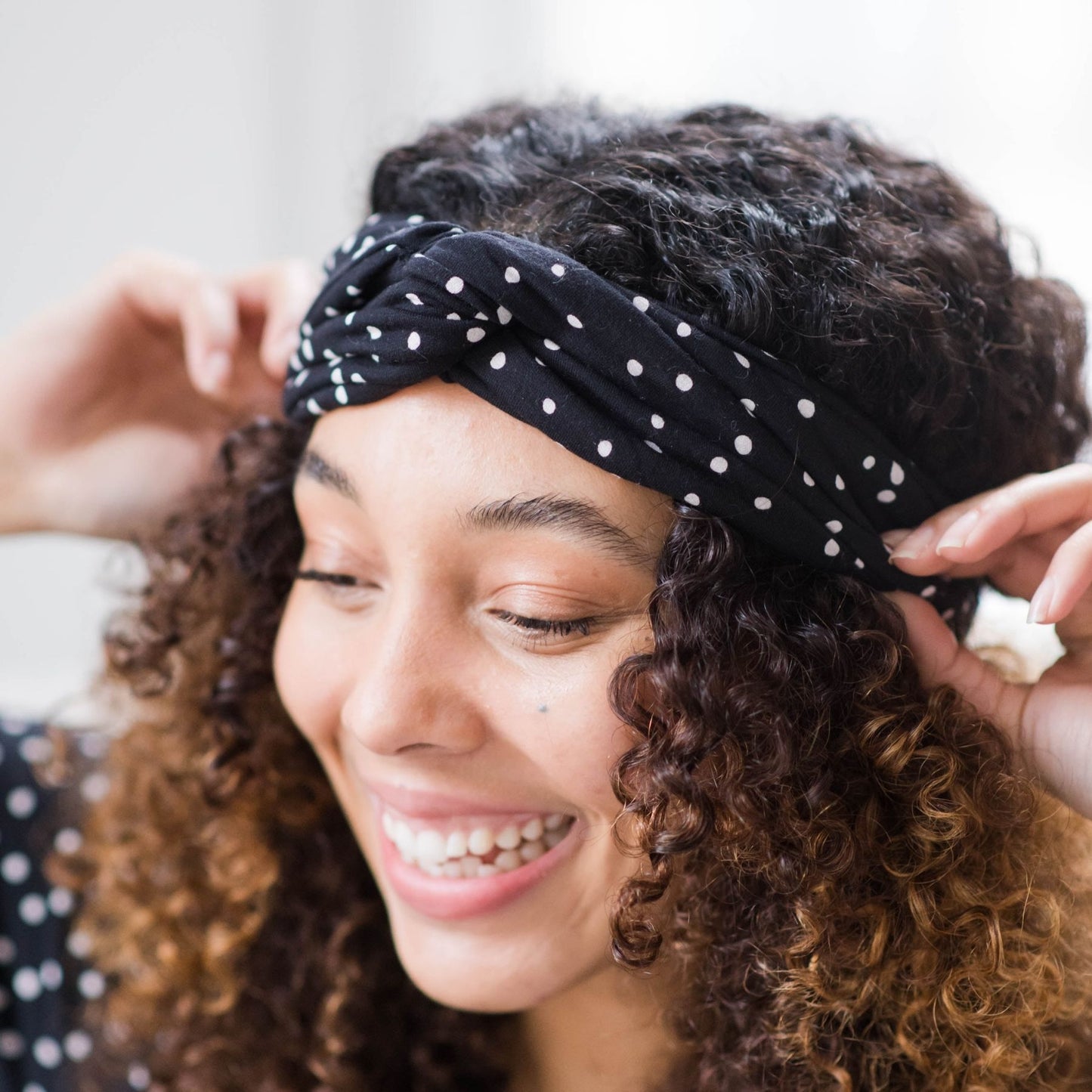 Erica Headband | Black with Cloud Dots
