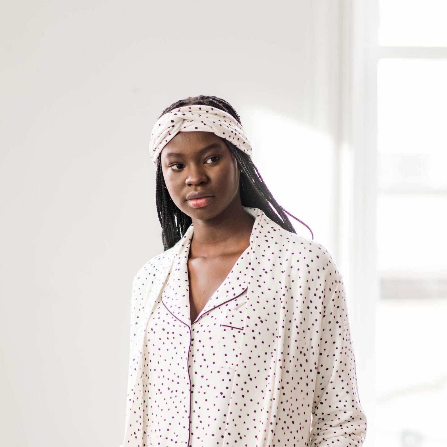 Erica Headband | Cloud with Black Dots
