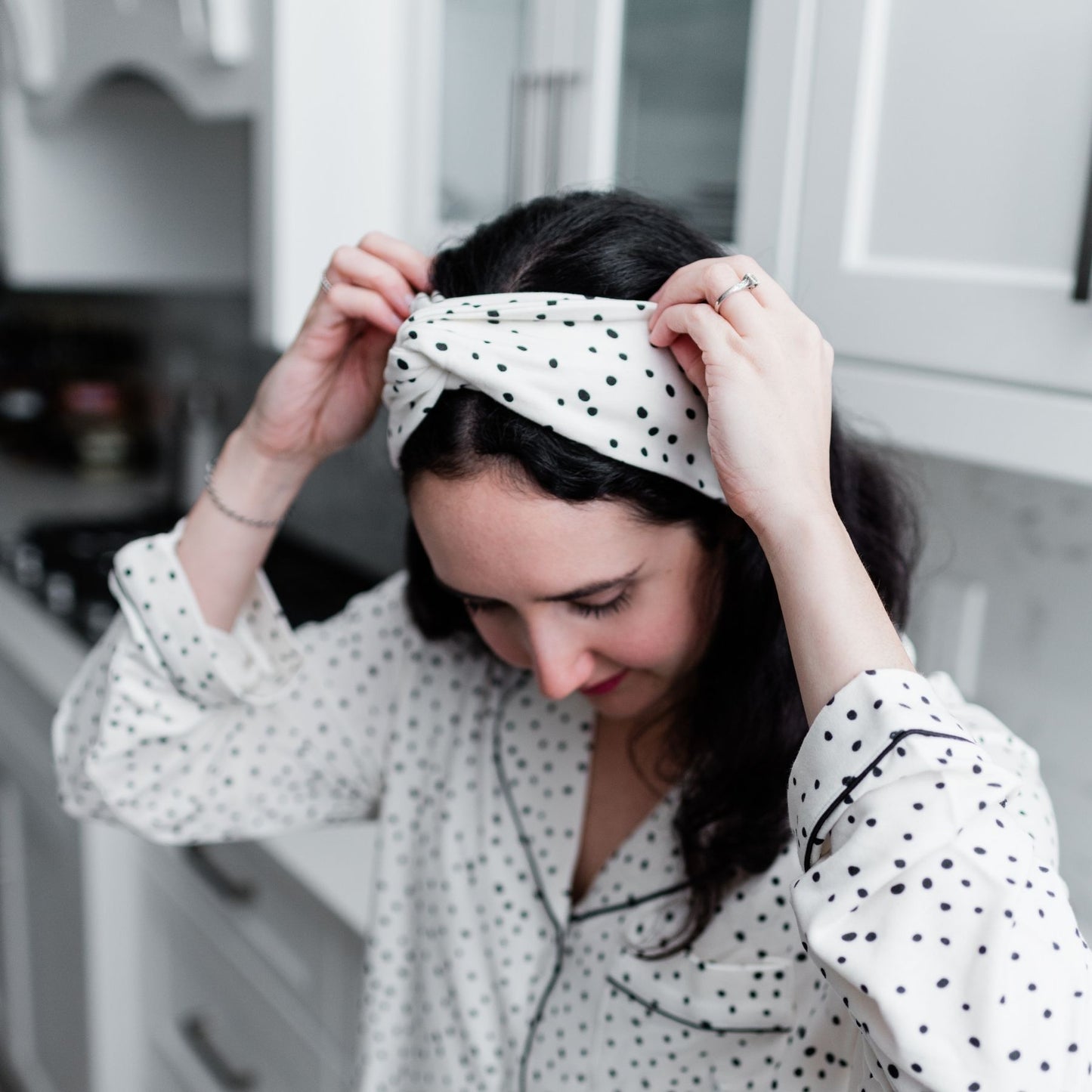 Erica Headband | Cloud with Black Dots