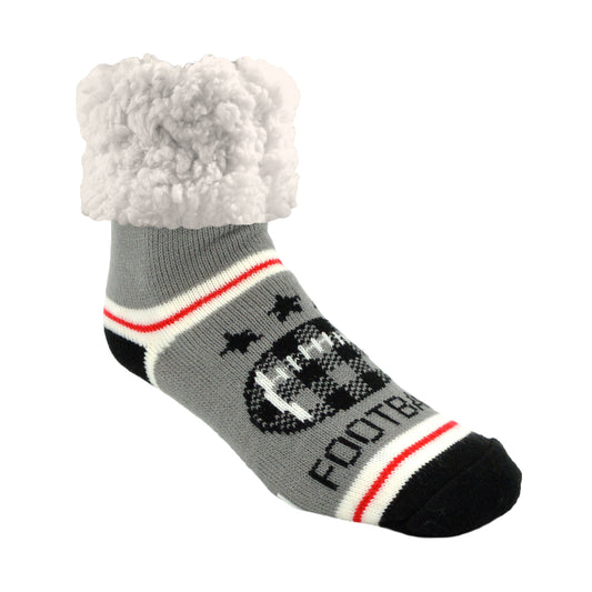 Pudus Classic Football Grey slipper socks with grey heal and toe