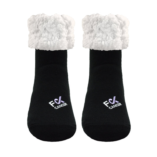 F Cancer Black x Pudus Classic Slipper Sock