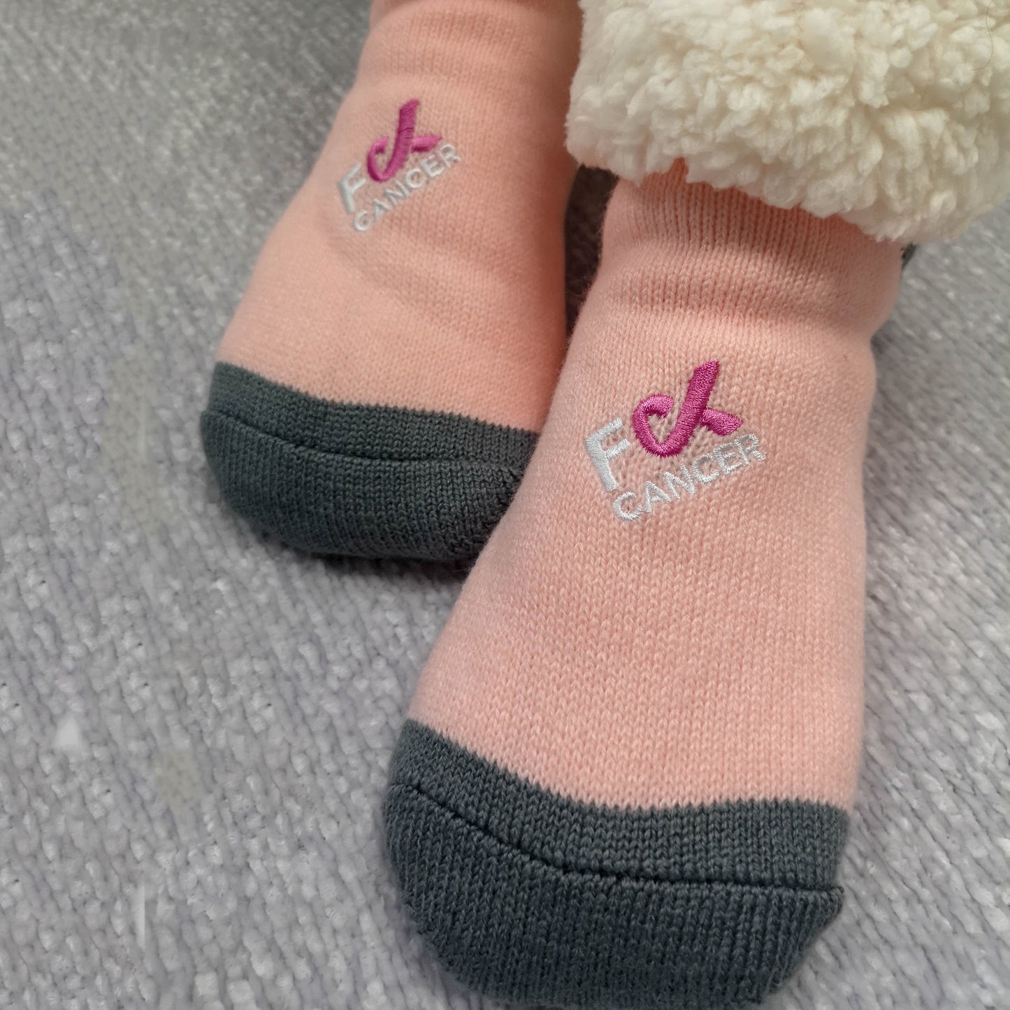 F Cancer Pink X Pudus Classic Slipper Sock