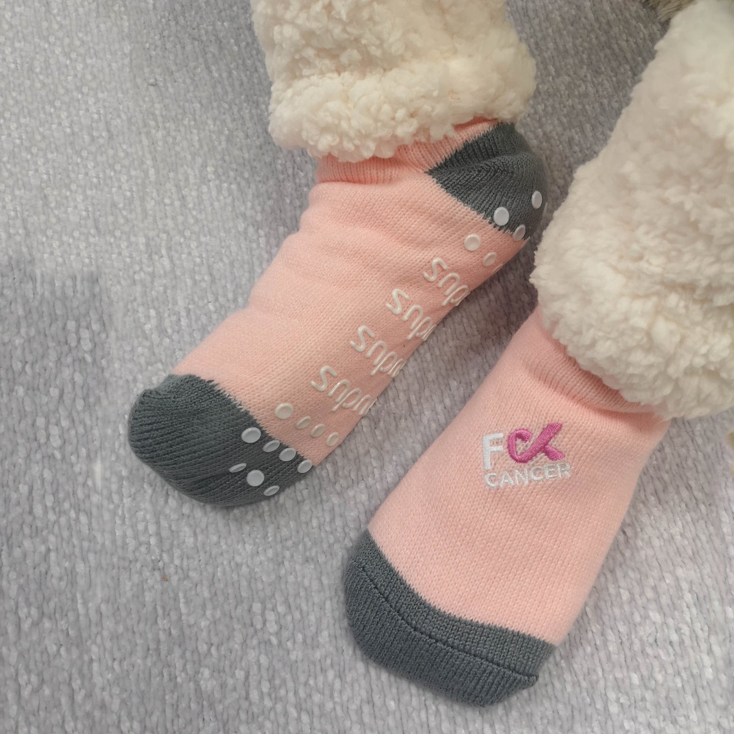 F Cancer Pink X Pudus Classic Slipper Sock