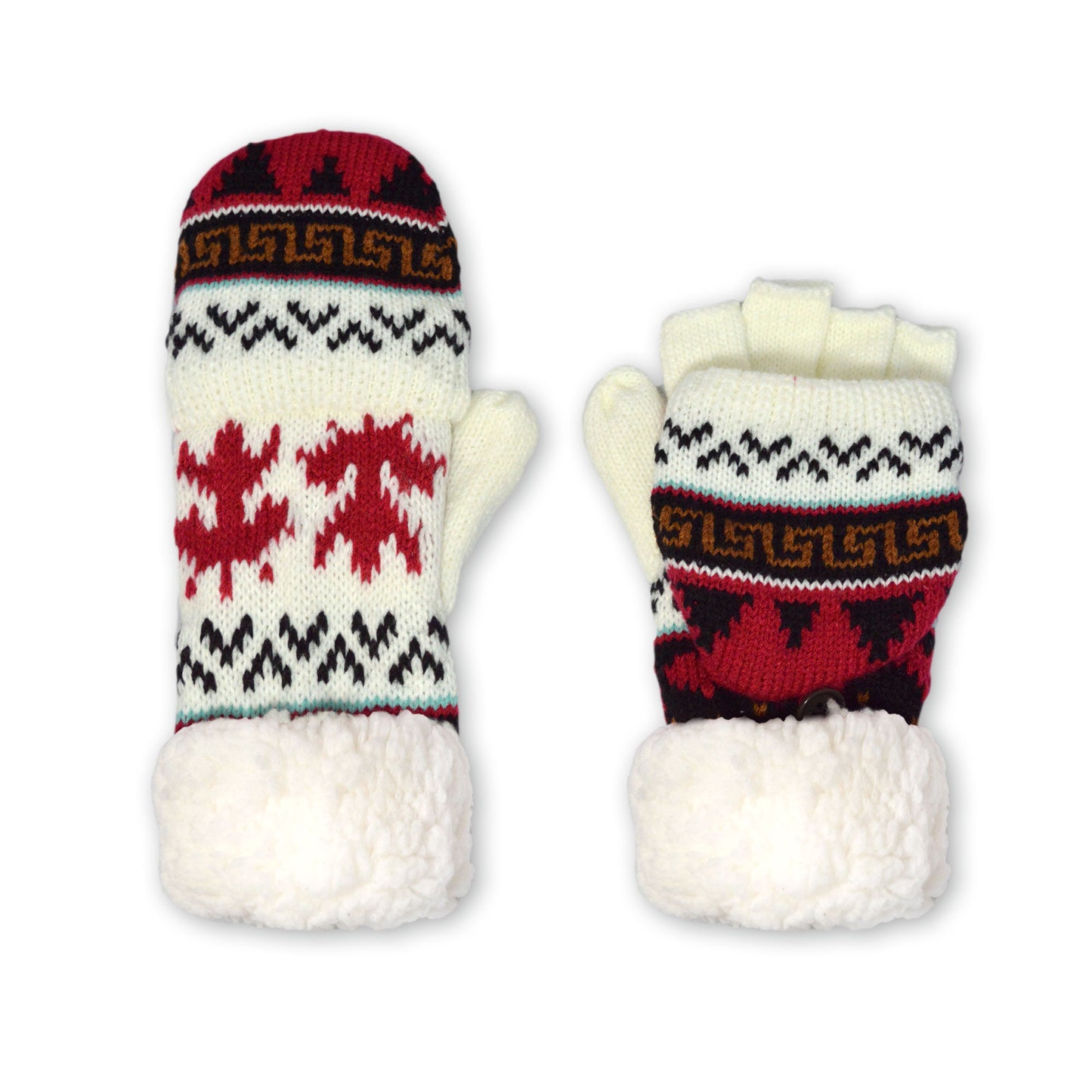 Fingerless Gloves Maple Leaf Black