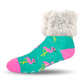 Pudus Cozy Winter Slipper Socks for Women and Men with Non-Slip Grippers and Faux Fur Sherpa Fleece - Adult Regular Fuzzy Socks Crabs - Flamingo - Classic Slipper Sock
