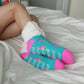 Pudus Cozy Winter Slipper Socks for Women and Men with Non-Slip Grippers and Faux Fur Sherpa Fleece - Adult Regular Fuzzy Socks Crabs - Flamingo - Classic Slipper Sock