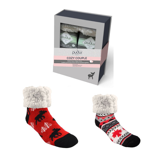 Cozy Couples Moose Red and Maple Leaf Gift Set