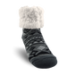 Pudus Cozy Winter Slipper Socks for Women and Men with Non-Slip Grippers and Faux Fur Sherpa Fleece - Adult Regular Fuzzy Socks Geomertic Black - Classic Slipper Sock