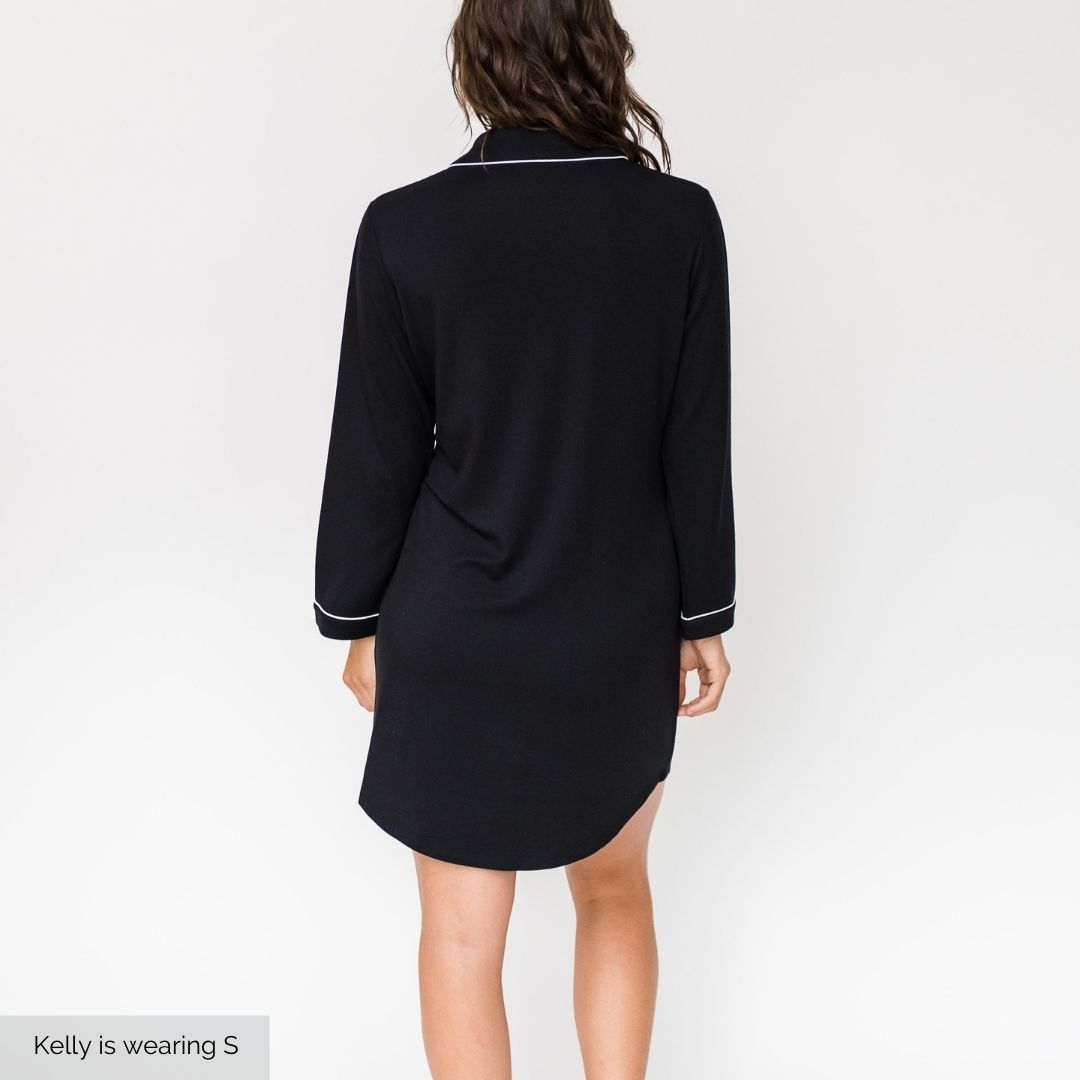 Gracie Sleep Shirt Dress | Black