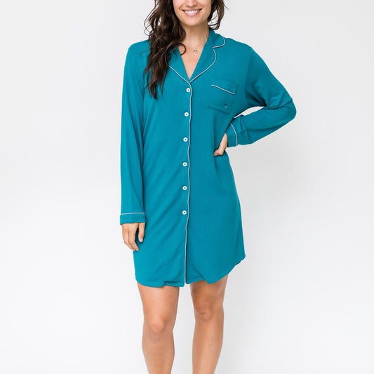 Gracie Sleep Shirt Dress | Harbour Blue