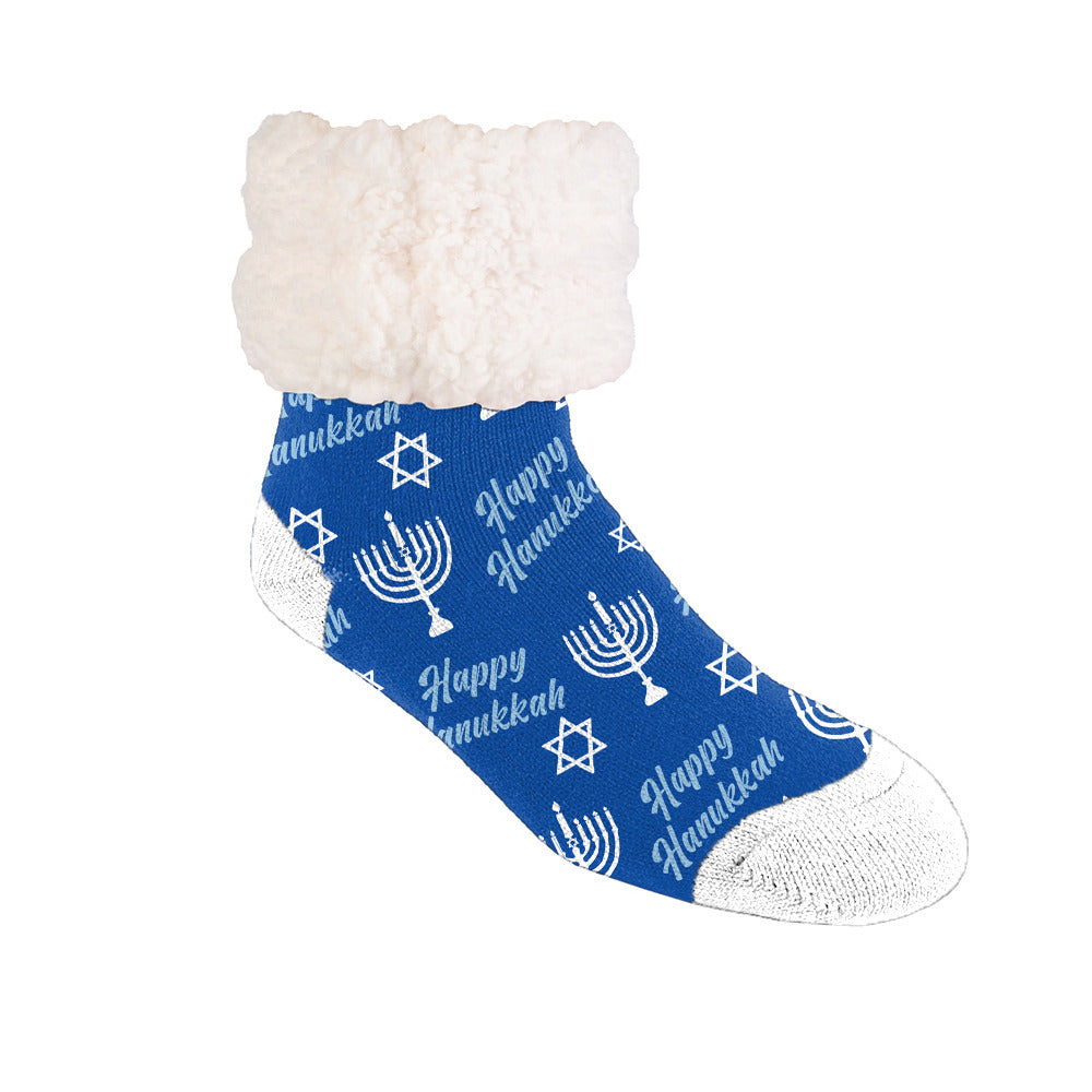 Hanukkah Menorah - Recycled Slipper Socks