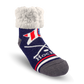 Pudus Cozy Winter Slipper Socks for Women and Men with Non-Slip Grippers and Faux Fur Sherpa Fleece - Adult Regular Fuzzy Socks USA Hockey - Classic Slipper Sock