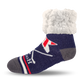 Pudus Cozy Winter Slipper Socks for Women and Men with Non-Slip Grippers and Faux Fur Sherpa Fleece - Adult Regular Fuzzy Socks USA Hockey - Classic Slipper Sock