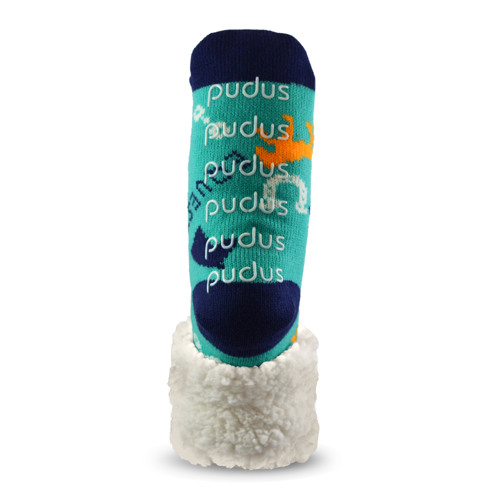 Pudus Cozy Winter Slipper Socks for Women and Men with Non-Slip Grippers and Faux Fur Sherpa Fleece - Adult Regular Fuzzy Socks Crabs - Equestrian - Classic Slipper Sock