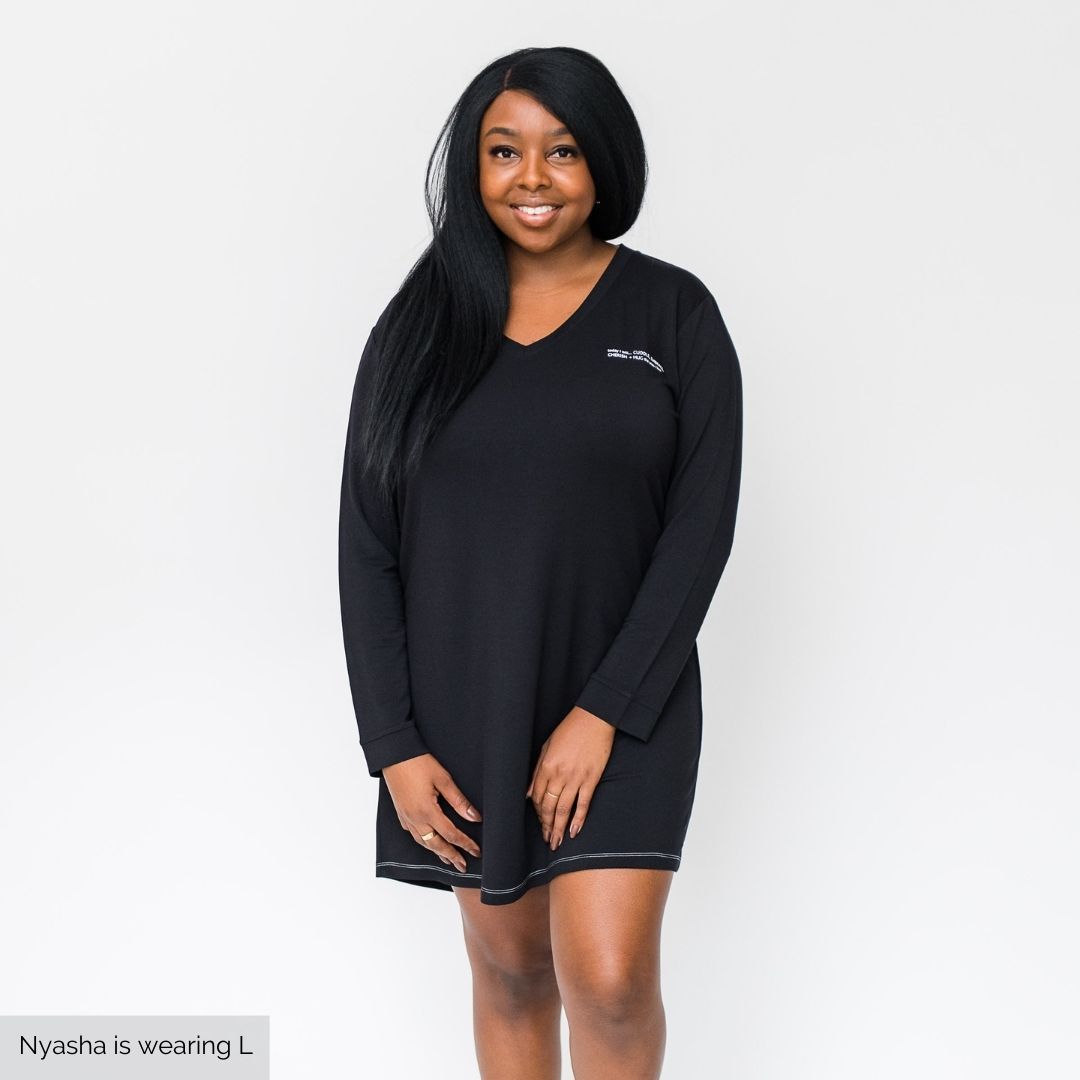 Harlow Sleep Shirt Dress | Black