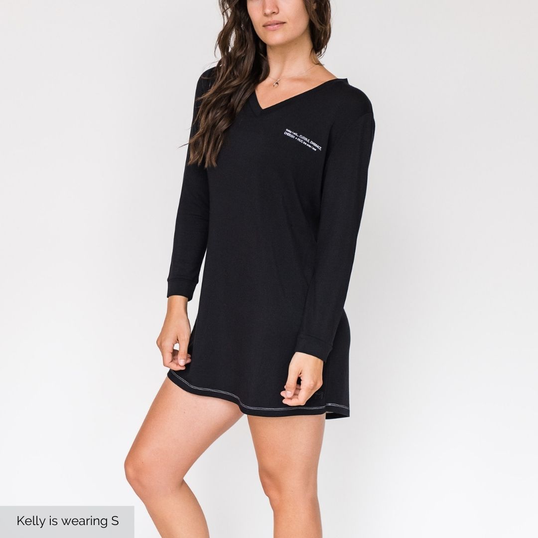 Harlow Sleep Shirt Dress | Black