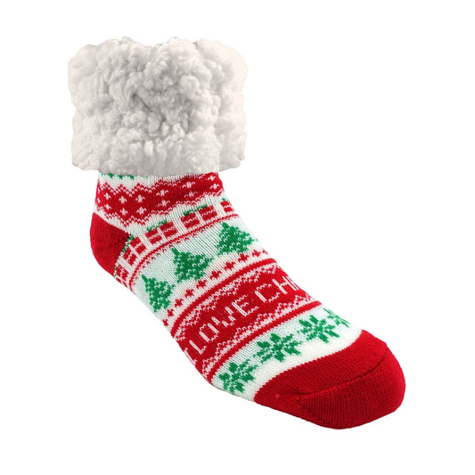 Pudus Classic I Love Christmas slipper socks with red heal and toe