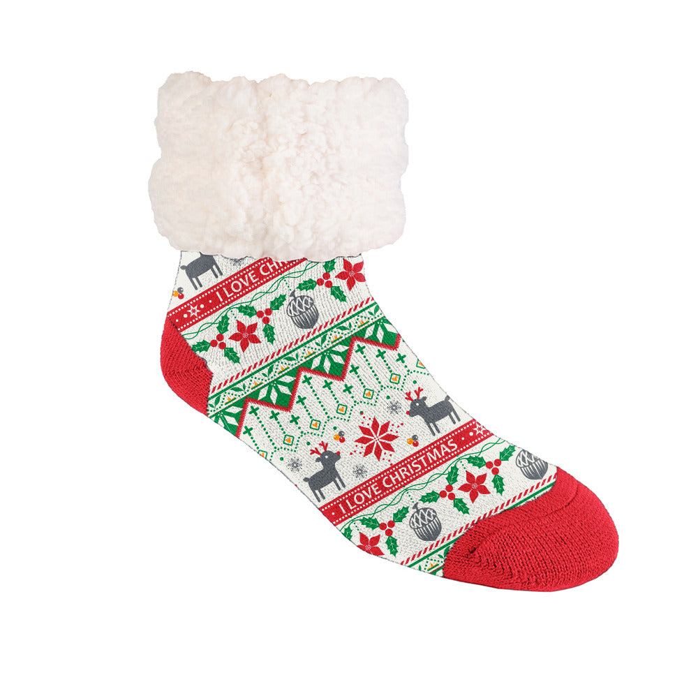 I Love Christmas - Recycled Slipper Socks