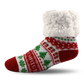 Pudus Cozy Winter Slipper Socks for Women and Men with Non-Slip Grippers and Faux Fur Sherpa Fleece - Adult Regular Fuzzy Socks I ♡ Christmas - Classic Slipper Sock