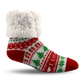 Pudus Cozy Winter Slipper Socks for Women and Men with Non-Slip Grippers and Faux Fur Sherpa Fleece - Adult Regular Fuzzy Socks I ♡ Christmas - Classic Slipper Sock