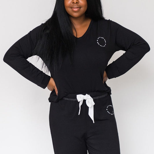Iris V-Neck Pajama Shirt | Black