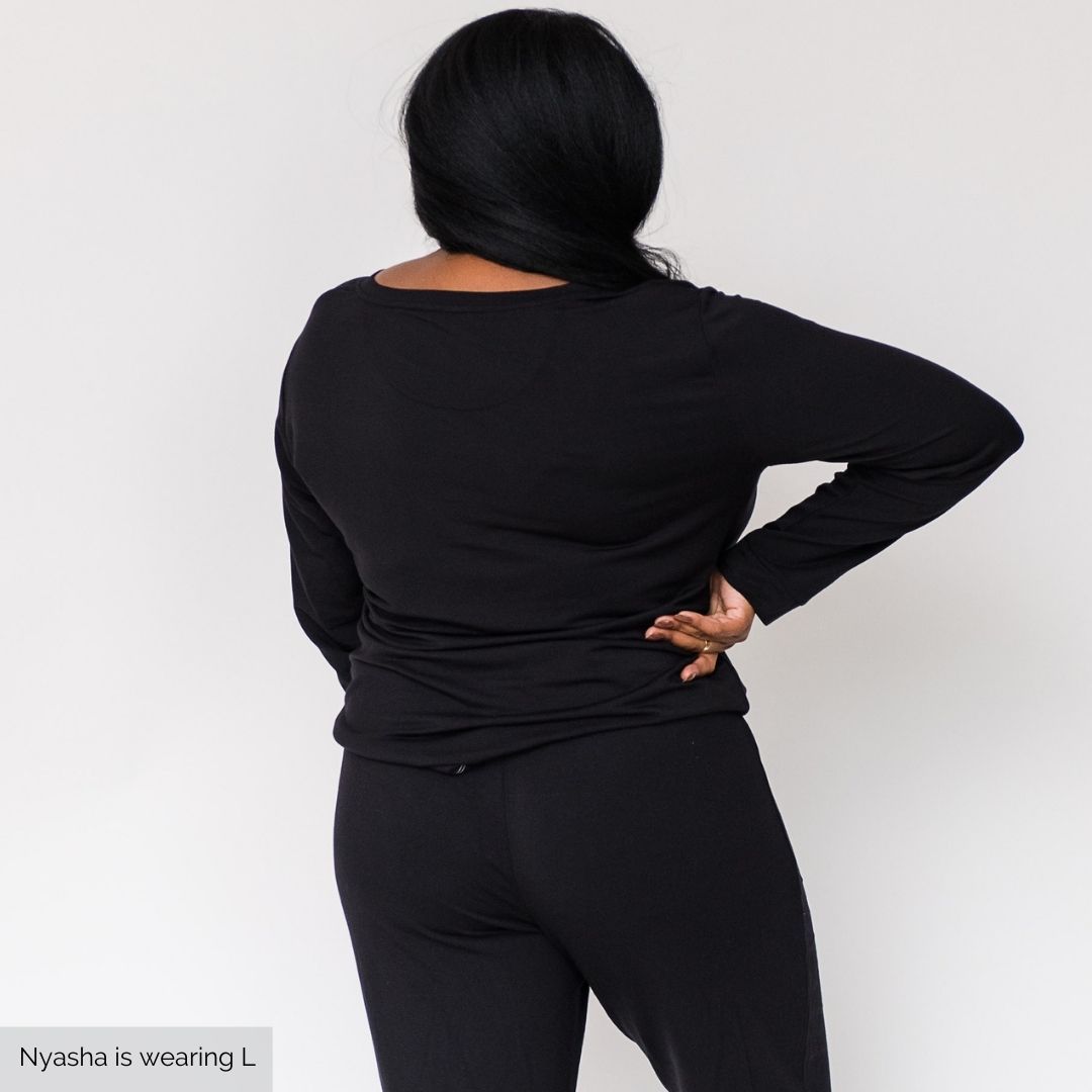 Iris V-Neck Pajama Shirt | Black