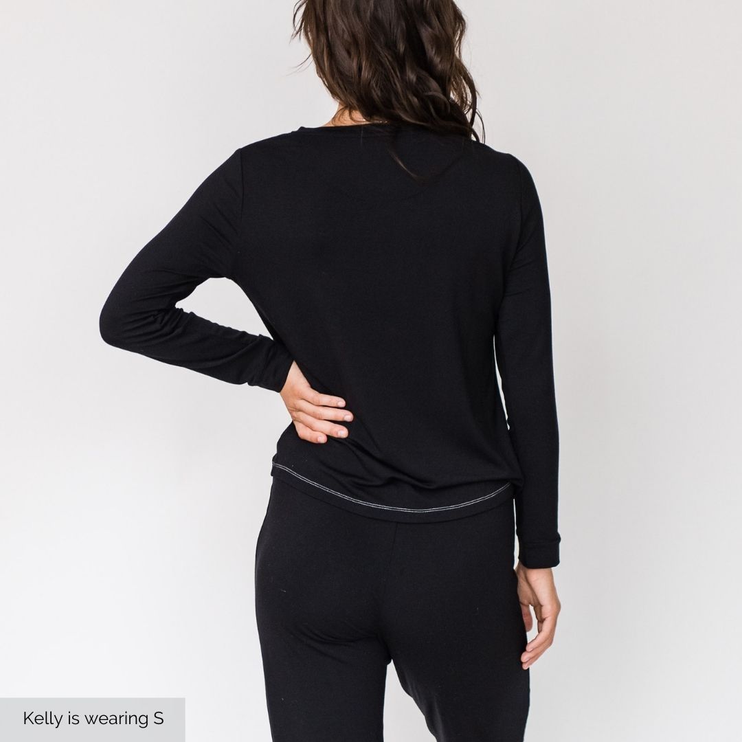 Iris V-Neck Pajama Shirt | Black