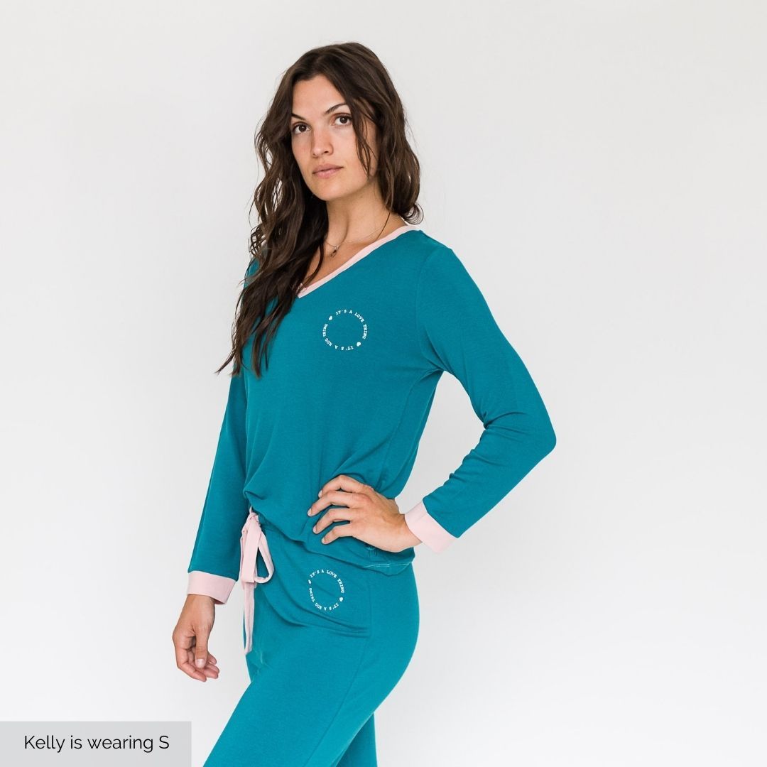 Iris V-Neck Pajama Shirt | Harbour Blue