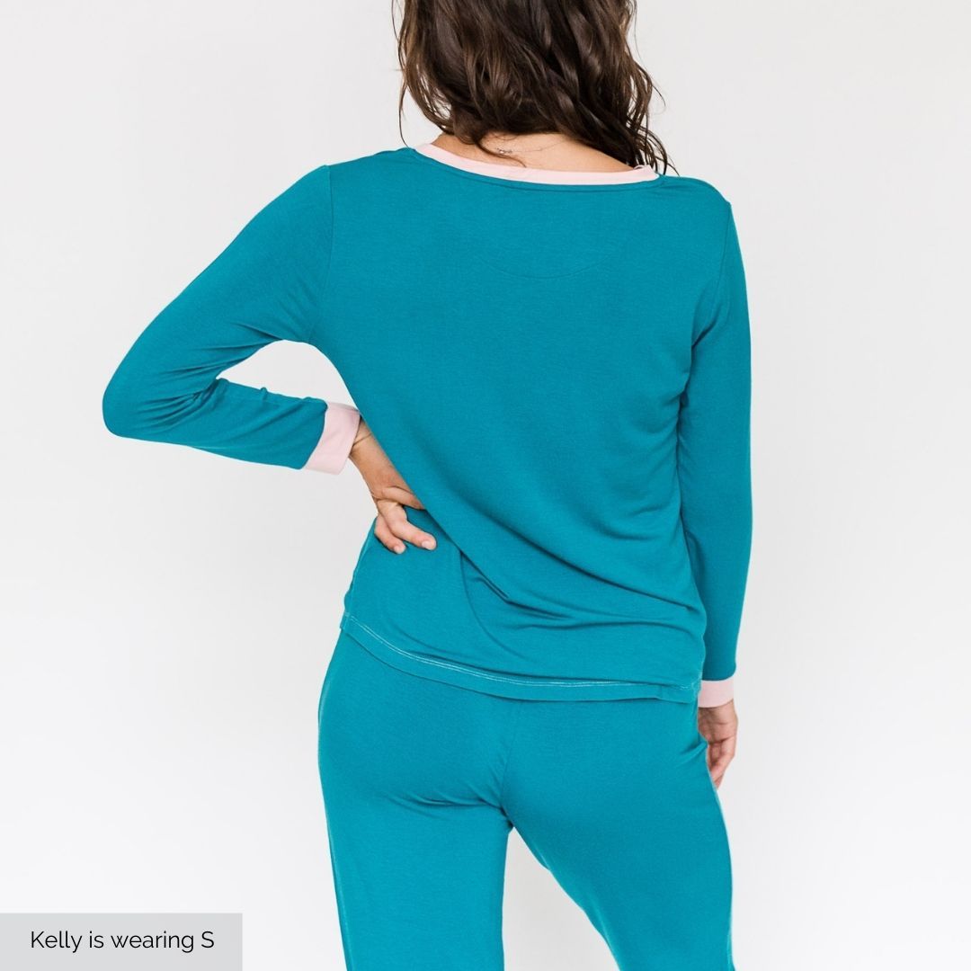 Iris V-Neck Pajama Shirt | Harbour Blue
