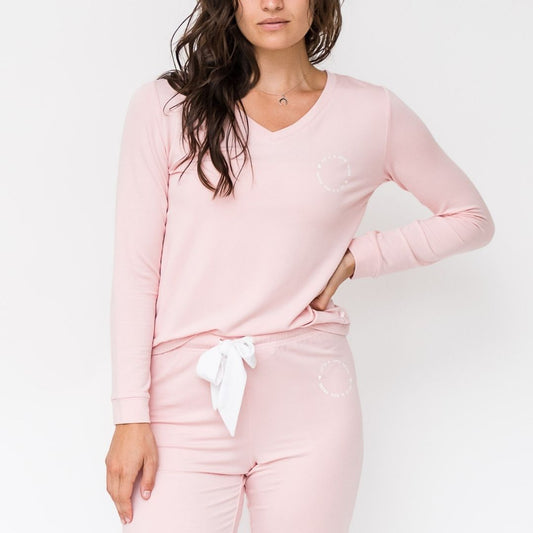 Iris V-Neck Pajama Shirt | Pink Dogwood