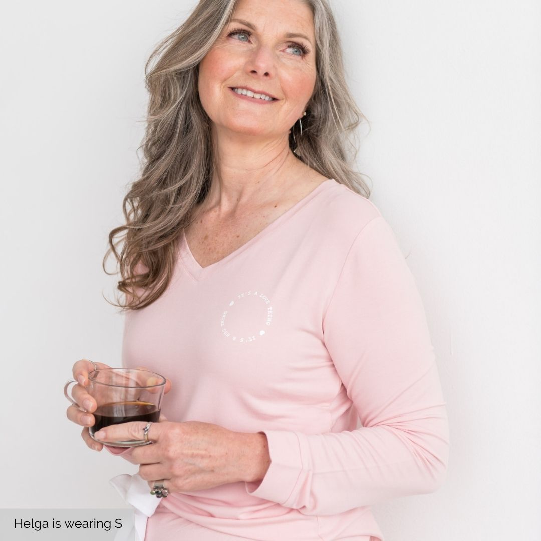Iris V-Neck Pajama Shirt | Pink Dogwood