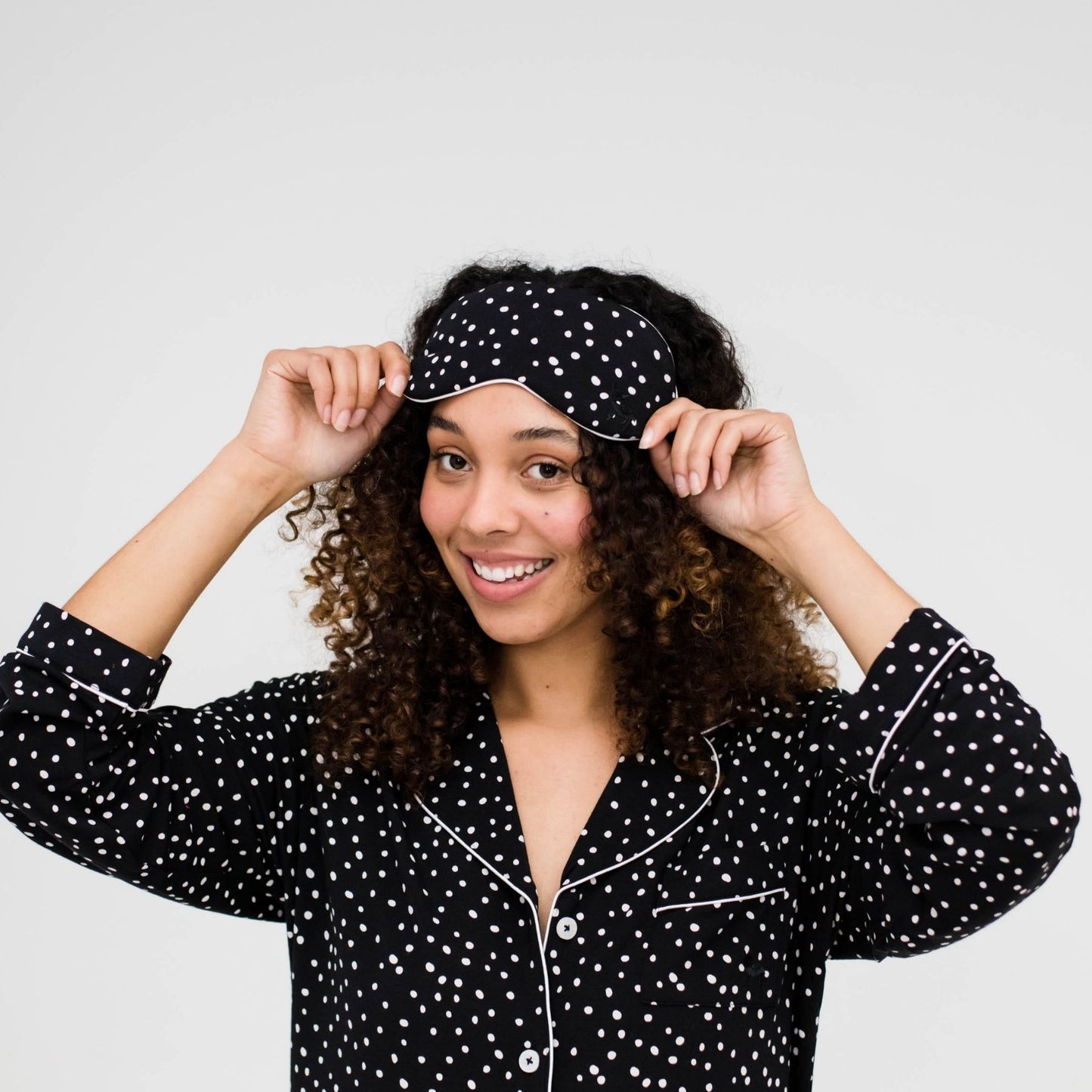 Jessie Eye Mask | Black with Cloud Dots