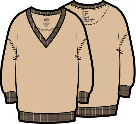 Darin V-Neck 3/4 Sleeve Sweatshirt | Apricot