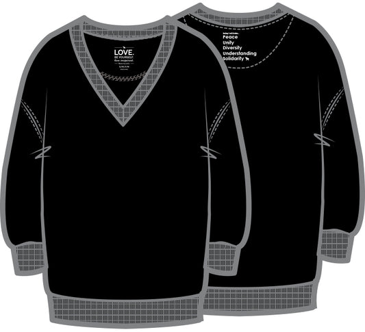 Darin V-Neck 3/4 Sleeve Sweatshirt | Black