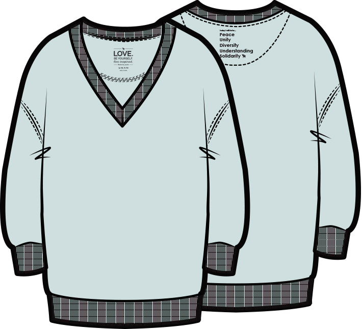 Darin V-Neck 3/4 Sleeve Sweatshirt | Dew Drop