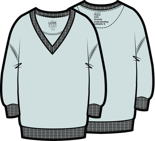 Darin V-Neck 3/4 Sleeve Sweatshirt | Dew Drop