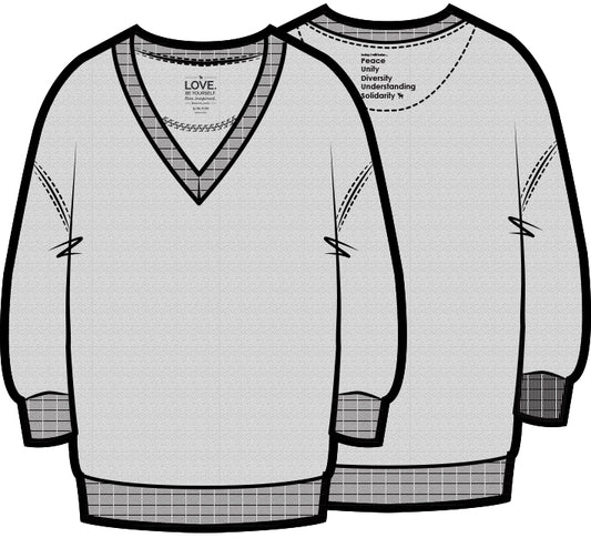 Darin V-Neck 3/4 Sleeve Sweatshirt | Pebble Grey
