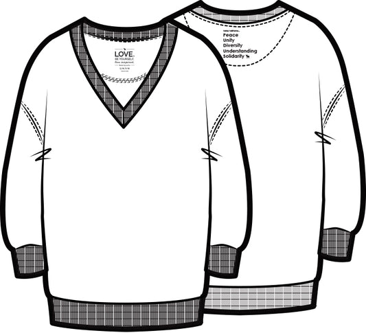 Darin V-Neck 3/4 Sleeve Sweatshirt | White