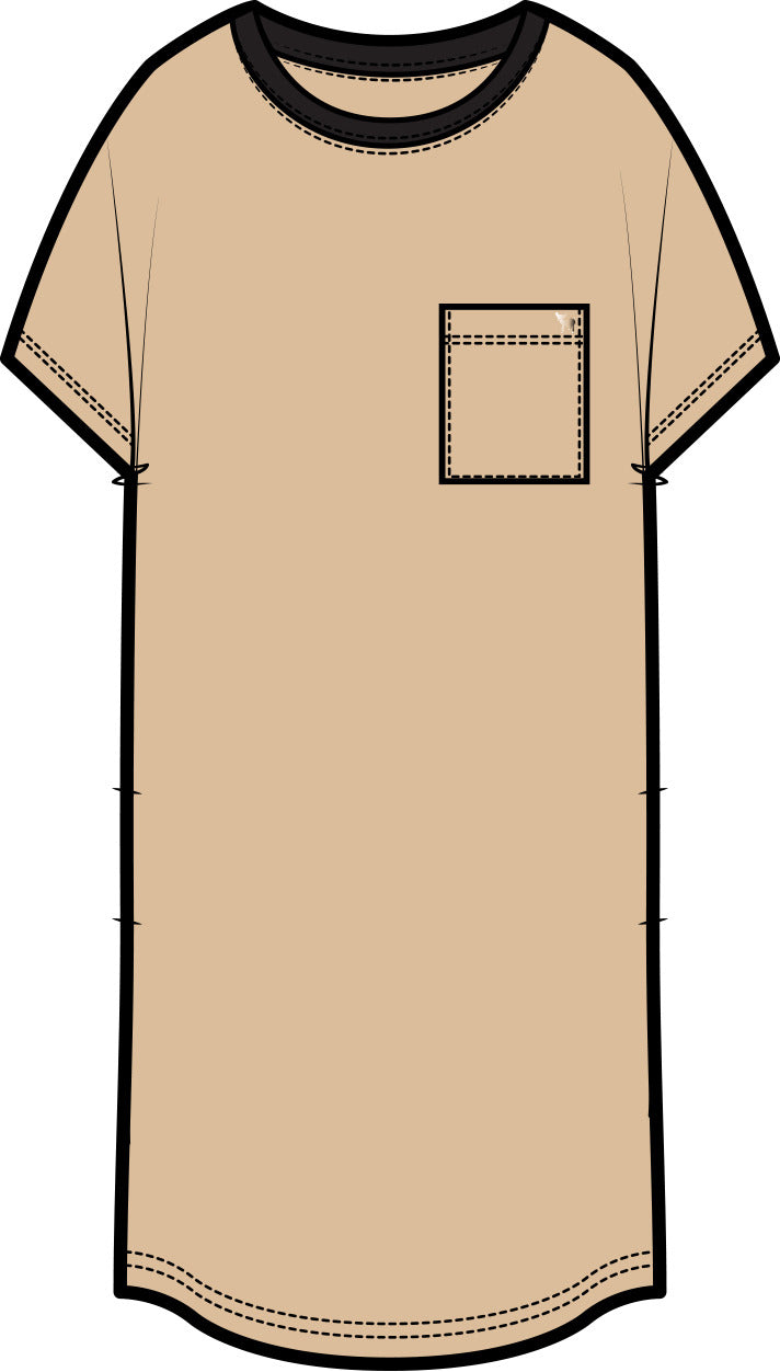 Kayla Easy T-Shirt Dress | Apricot
