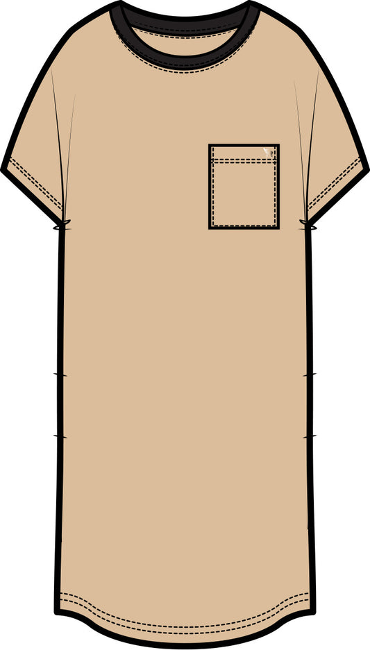 Kayla Easy T-Shirt Dress | Apricot